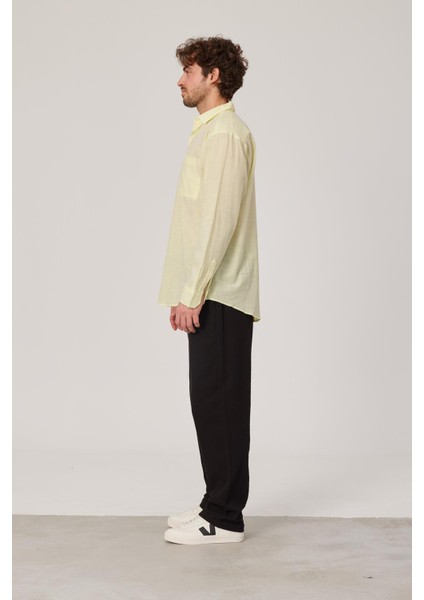 Flamlı Yazlık Sarı Gömlek
