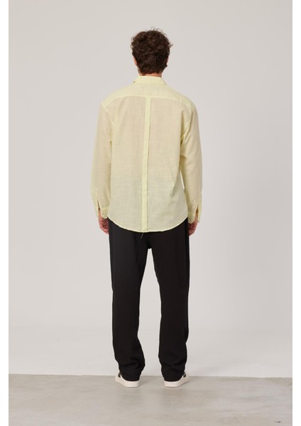 Flamlı Yazlık Sarı Gömlek