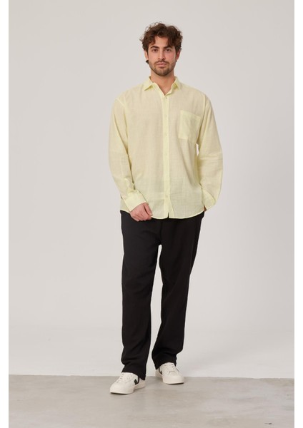 Flamlı Yazlık Sarı Gömlek