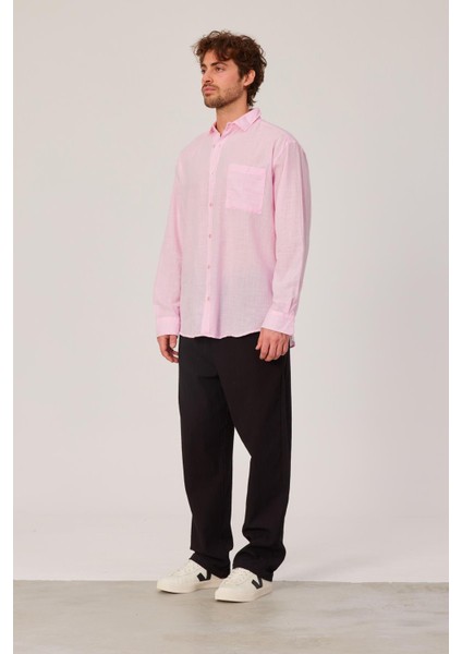 Flamlı Yazlık Pembe Gömlek