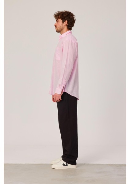 Flamlı Yazlık Pembe Gömlek