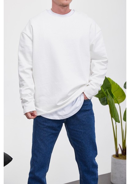 Pis Yaka Beyaz Sweatshirt