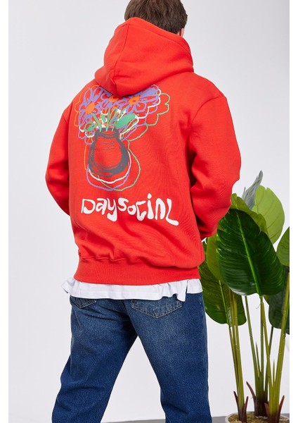 Day Social Kırmızı Kapüşonlu Sweatshirt