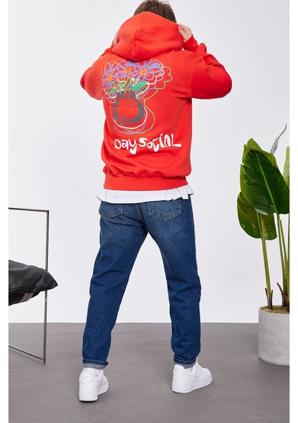 Day Social Kırmızı Kapüşonlu Sweatshirt modelleri