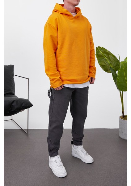 Pis Etek Kapüşonlu Turuncu Sweatshirt