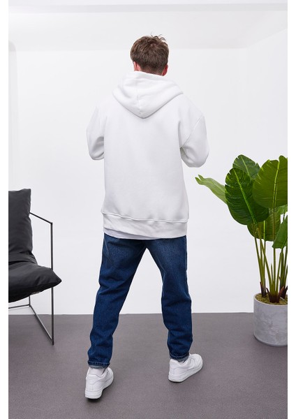 Fermuarlı Kapüşonlu Beyaz Sweatshirt fiyatları