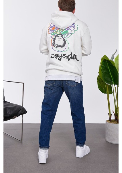 Day Social Beyaz Kapüşonlu Sweatshirt