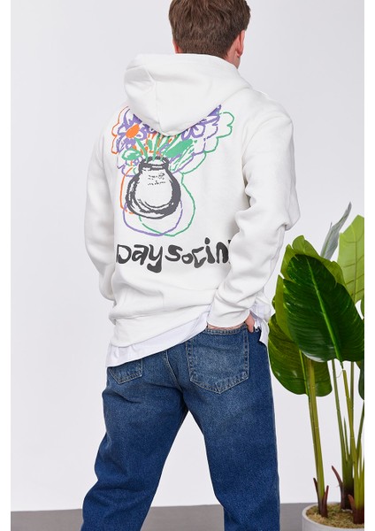 Day Social Beyaz Kapüşonlu Sweatshirt modelleri