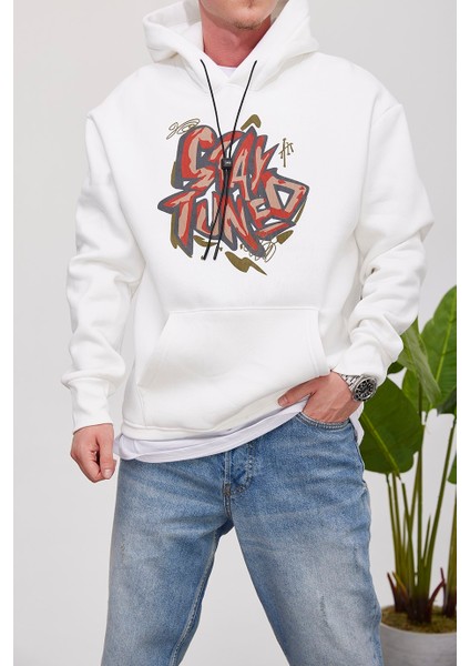 Stay Tuned Beyaz Kapüşonlu Sweatshirt fiyatları