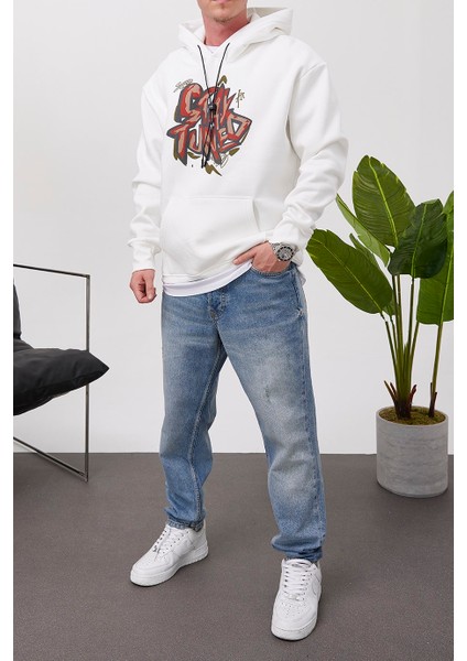 Stay Tuned Beyaz Kapüşonlu Sweatshirt modelleri