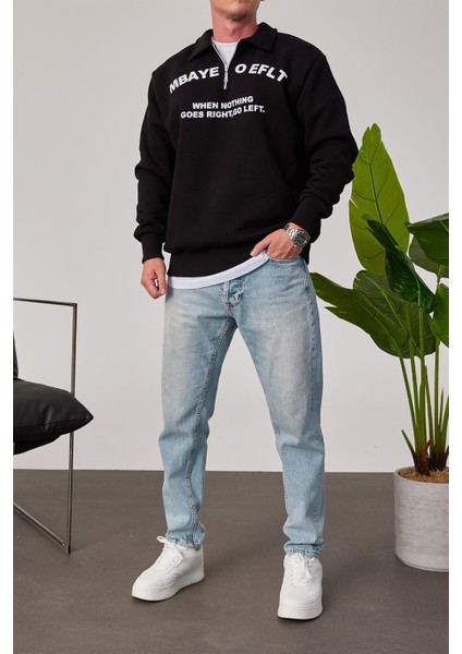 Mbaye Yakası Fermuarlı Siyah Sweatshirt fiyatları