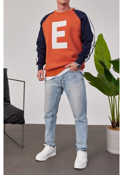 E Harf Baskılı Kiremit Sweatshirt modelleri