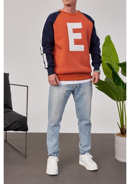 E Harf Baskılı Kiremit Sweatshirt fırsatları