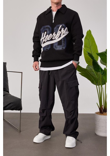 Heerbro Yakası Fermuarlı Siyah Sweatshirt modelleri