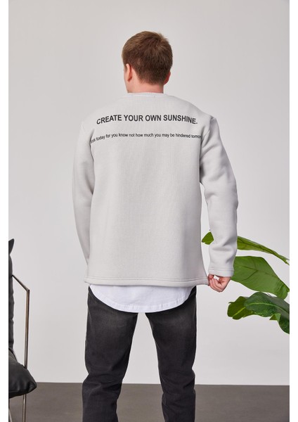 Arkası Yazılı Gri Sweatshirt modelleri