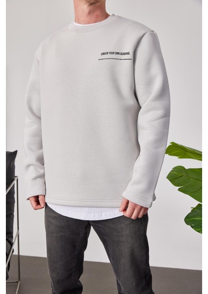 Arkası Yazılı Gri Sweatshirt fırsatları