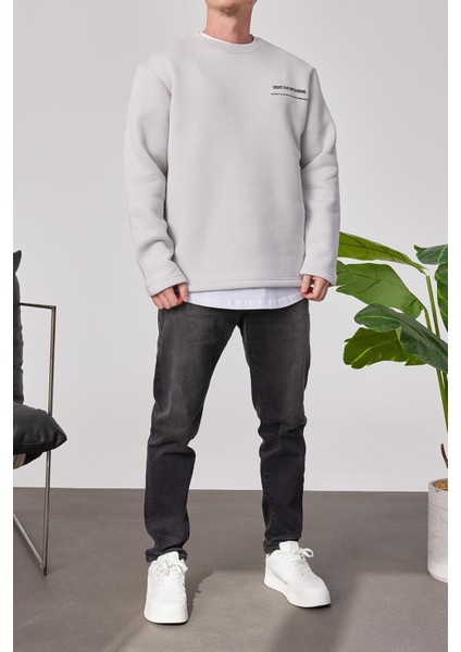 Arkası Yazılı Gri Sweatshirt indirimleri