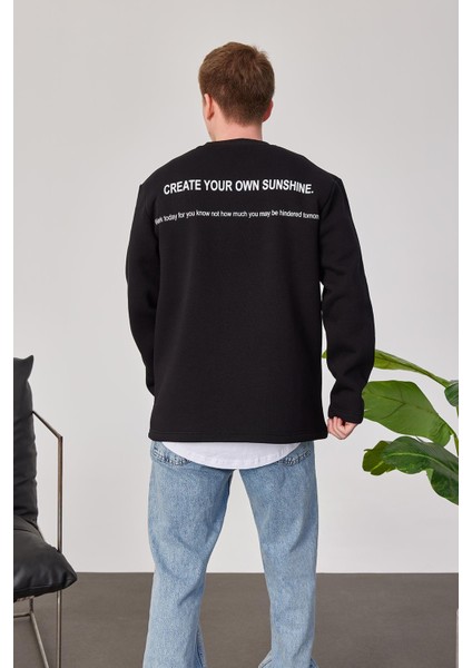 Arkası Yazılı Siyah Sweatshirt modelleri