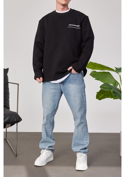 Arkası Yazılı Siyah Sweatshirt indirimleri