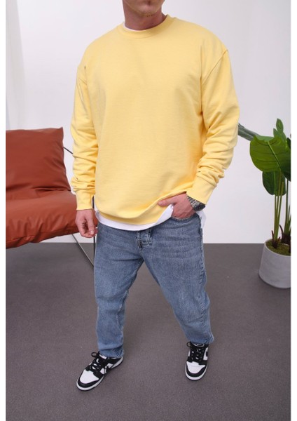 Basic Pamuk Sarı Sweatshirt