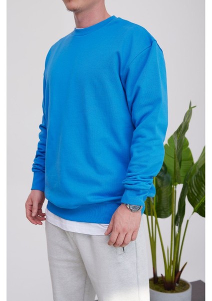 Basic Pamuk Mavi Sweatshirt modelleri