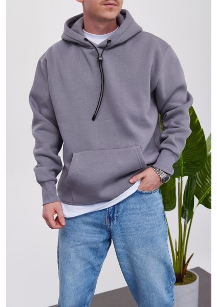 Ip Detaylı Basic Kapüşonlu Gri Sweatshirt fiyatları