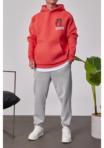 Renkli Heykel Baskılı Nar Çiçeği Kapüşonlu Sweatshirt fiyatları