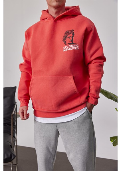 Renkli Heykel Baskılı Nar Çiçeği Kapüşonlu Sweatshirt fırsatları