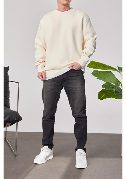 Basic Krem Şardonlu Sweatshirt