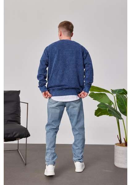 1998 Baskılı Mavi Yıkamalı Sweatshirt modelleri