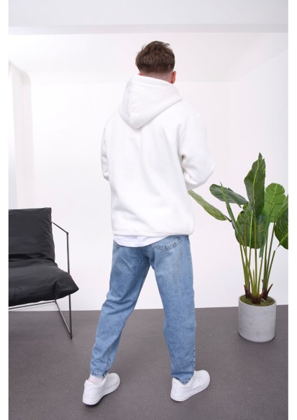 Ip Detaylı Basic Kapüşonlu Beyaz Sweatshirt fiyatları