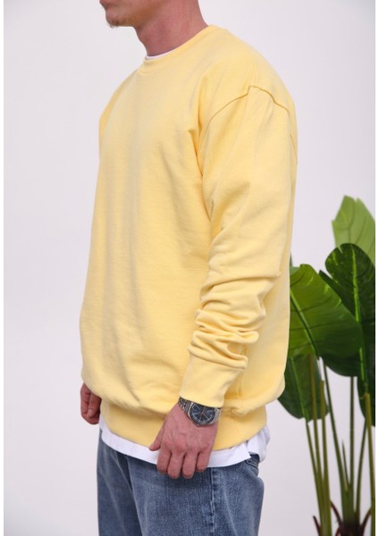 Basic Pamuk Sarı Sweatshirt