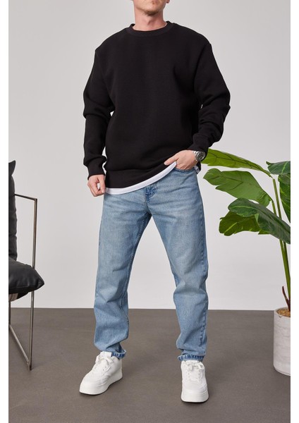 Basic Siyah Şardonlu Sweatshirt