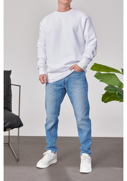 Basic Beyaz Şardonlu Sweatshirt