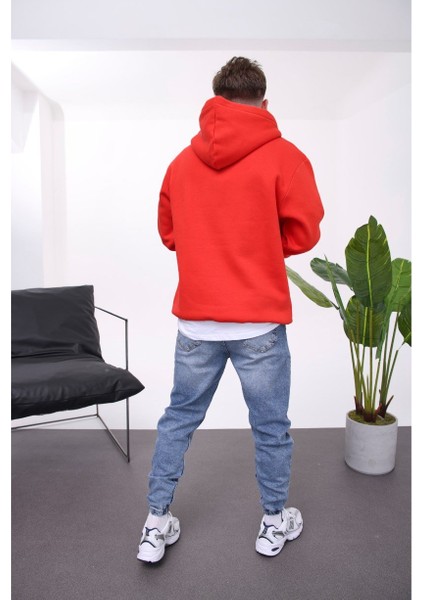 Ip Detaylı Basic Kapüşonlu Kırmızı Sweatshirt modelleri