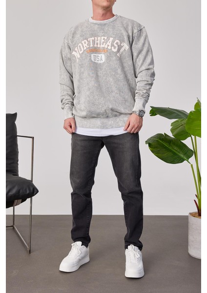 Northeast Yıkamalı Gri Sweatshirt modelleri