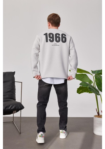 1966 Baskılı Gri Sweatshrt