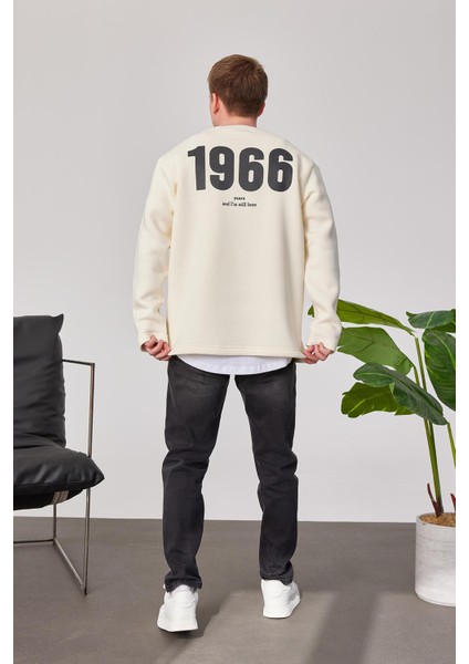 1966 Baskılı Krem Sweatshrt modelleri