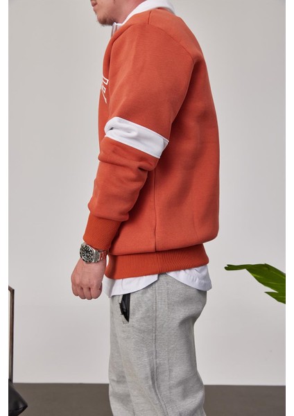 Salute Yakası Fermuarlı Kiremit Sweatshirt modelleri