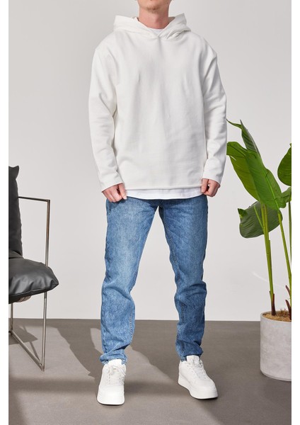 Pis Etek Kapüşonlu Beyaz Sweatshirt fiyatları