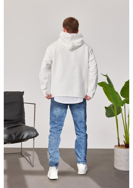 Pis Etek Kapüşonlu Beyaz Sweatshirt modelleri