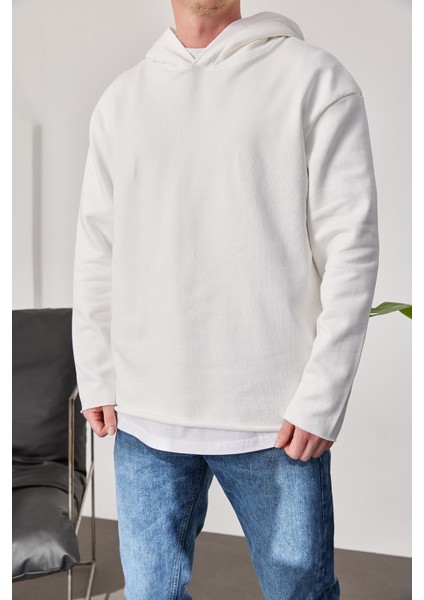 Pis Etek Kapüşonlu Beyaz Sweatshirt fırsatları