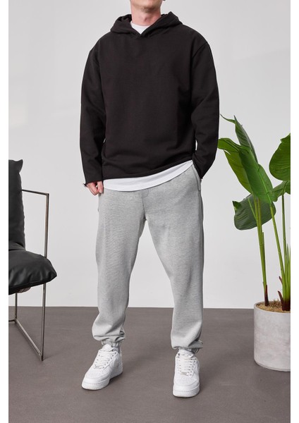 Pis Etek Kapüşonlu Siyah Sweatshirt