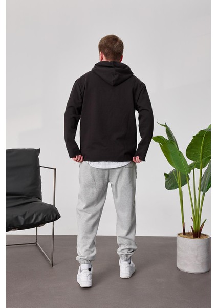 Pis Etek Kapüşonlu Siyah Sweatshirt modelleri