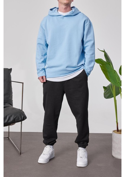 Pis Etek Kapüşonlu Bebe Mavisi Sweatshirt