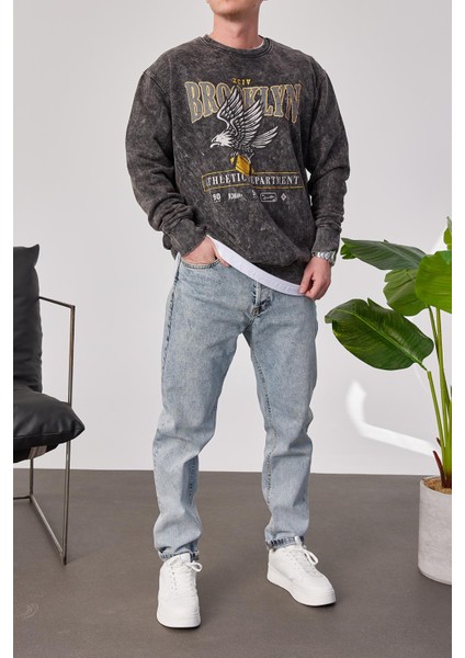 Brooklyn Yıkamalı Füme Sweatshirt