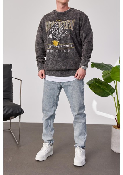 Brooklyn Yıkamalı Füme Sweatshirt modelleri