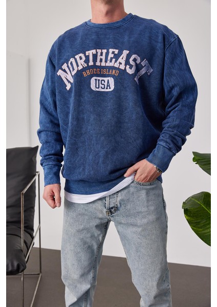 Northeast Yıkamalı Mavi Sweatshirt fiyatları