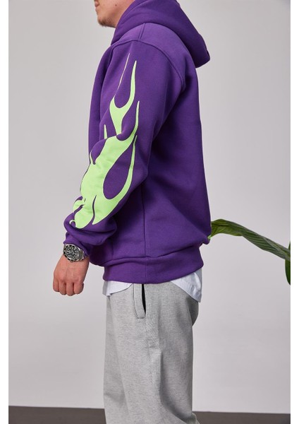 Cth Kolları Desenli Mor Sweatshirt fiyatları