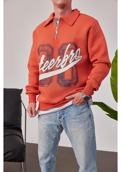 Heerbro Yakası Fermuarlı Kiremit Sweatshirt fiyatları